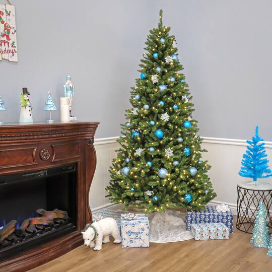 7.5ft. Pre-Lit Crater Pine Artificial Christmas Tree, Warm White LED Lights